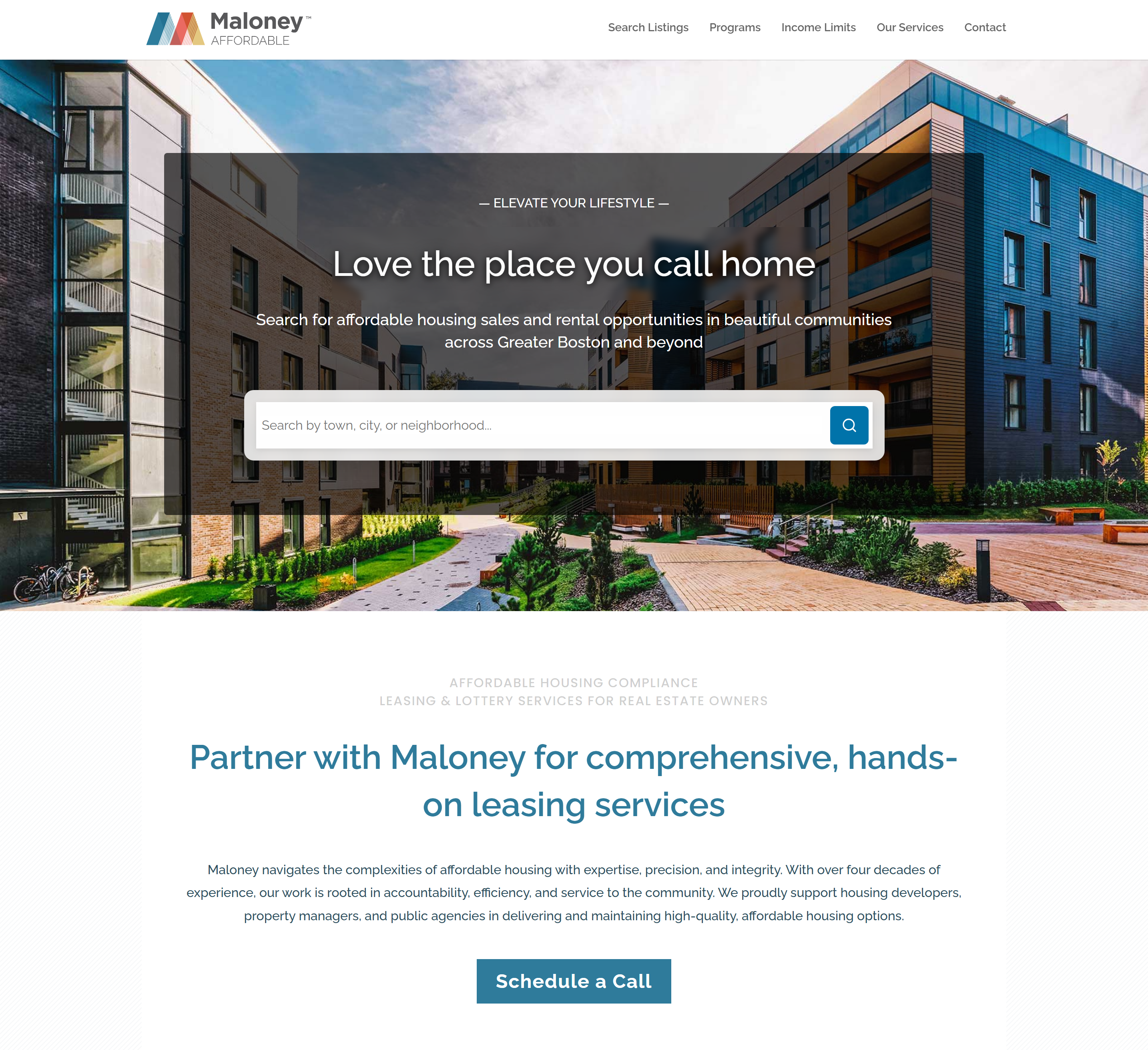 Maloney Affordable home page hero screenshot