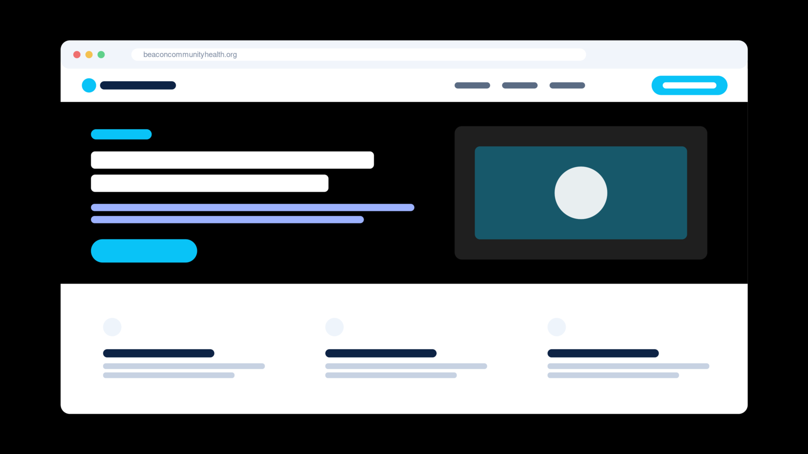 Beacon Community Health redesigned homepage in a browser window
