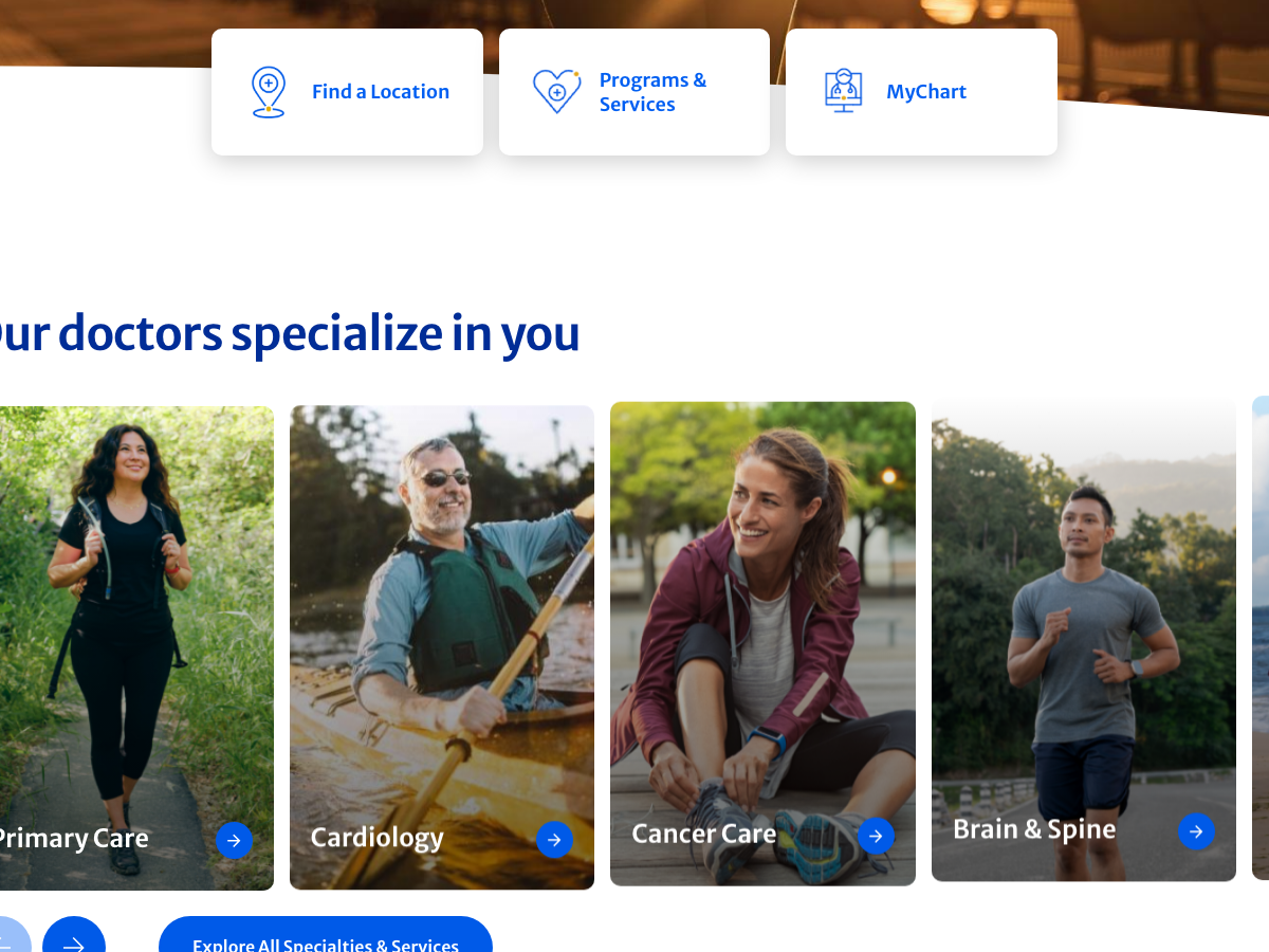 Catholic Health homepage campaign view